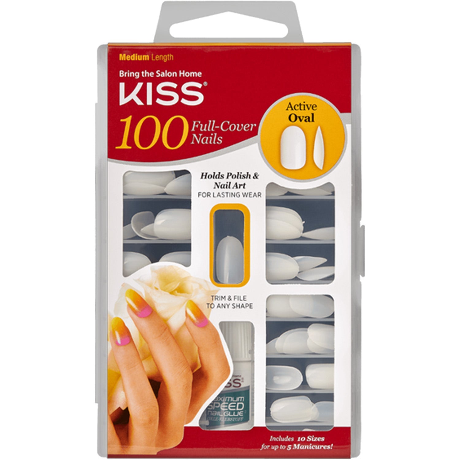 KISS 100 FULL-COVER NAILS ACTIVE OVAL #100PS13