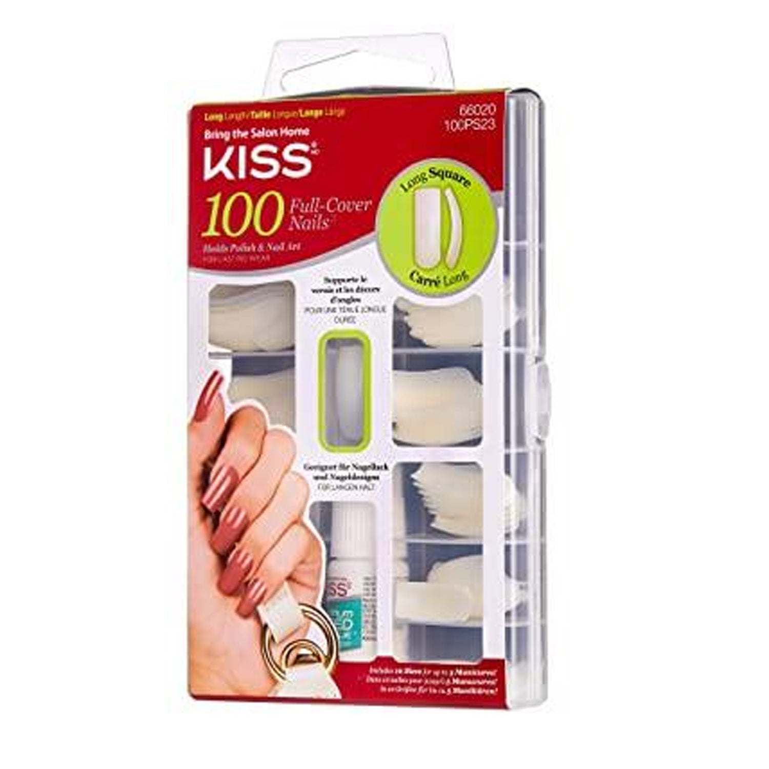 KISS 100 FULL-COVER NAILS LONG SQUARE ##100PS23
