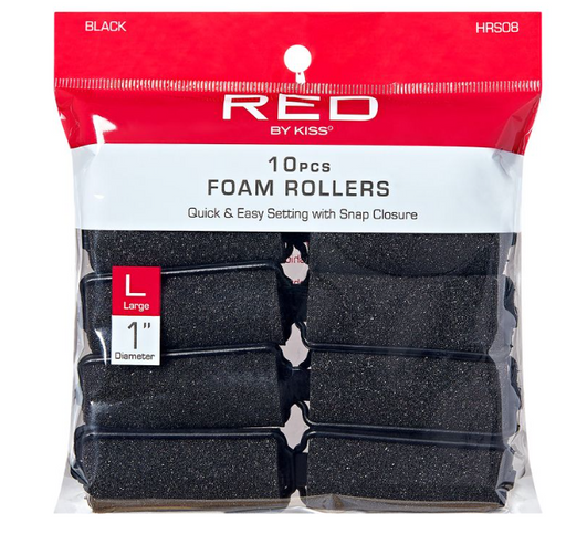 RED BY KISS LARGE 1" BLACK FOAM ROLLERS