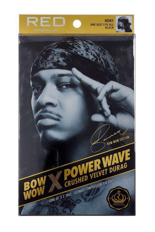 RED PREMIUM BOW WOW POWER WAVE CRUSHED VELVET DURAG