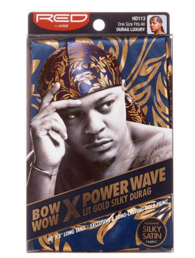 RED BY KISS BOW WOW POWER WAVE LIT GOLD SILKY DURAG