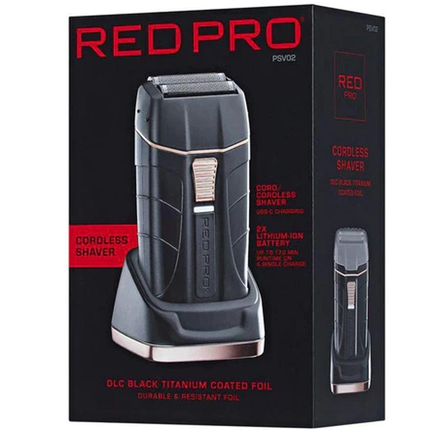 RED PRO CORDLESS SHAVER W/CHARGING STATION PSV02