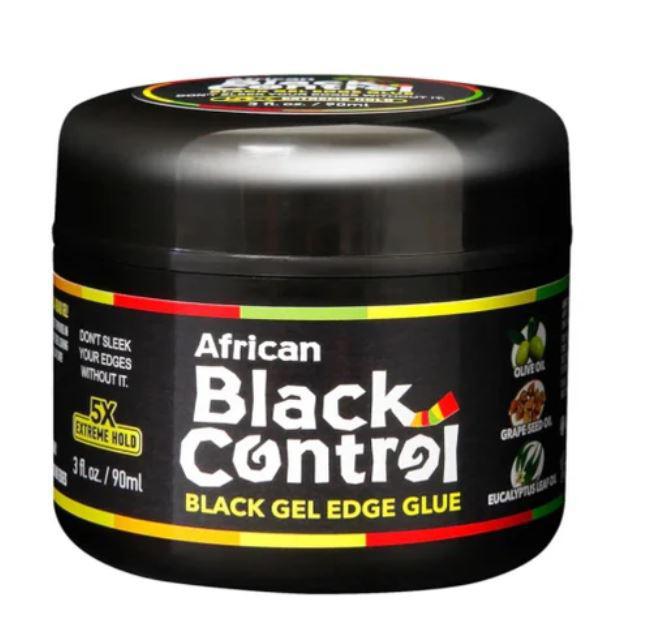 African Black Control Black Gel Edge Glue 3 oz  - 5X Extreme Hold