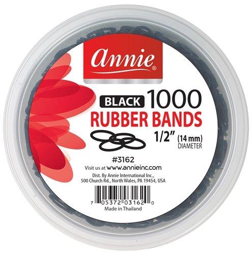 ANNIE RUBBER BANDS 1000 1/2" BLK #3162