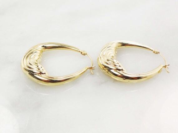 SNG GOLD RIBBED CIRCLE EARRINGS #R-7004G