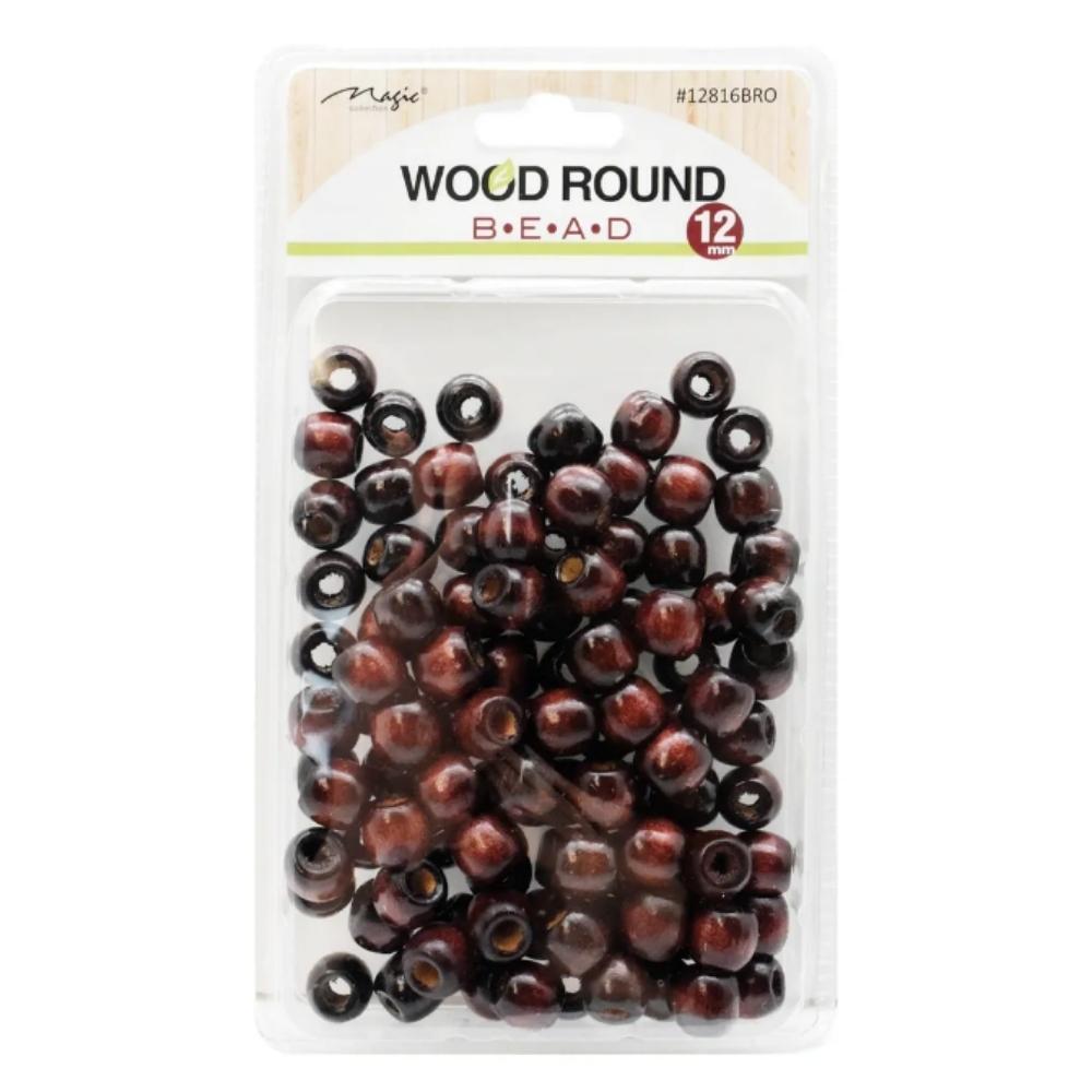 MAGIC COLLECTION WOOD ROUND BEADS 12mm #12816BRO